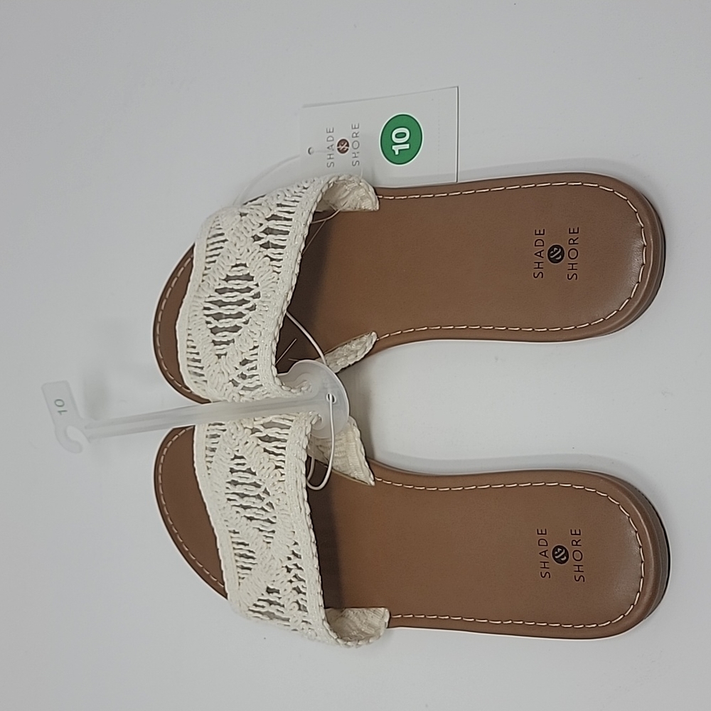 Shade & Shore Womans Sandals Size 10 Cream